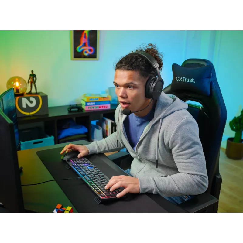 Mechaninė žaidimų klaviatūra TRUST GXT 866 TORIX USB pilno dydžio 104 klavišų QWERTY juoda RGB