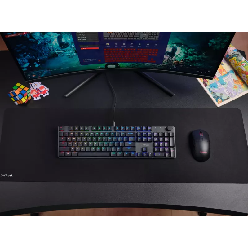 Mechaninė žaidimų klaviatūra TRUST GXT 866 TORIX USB pilno dydžio 104 klavišų QWERTY juoda RGB