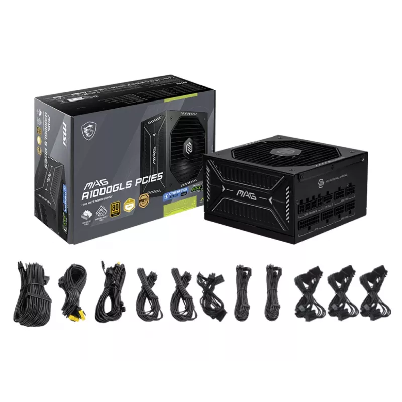 MSI MAG A1000GLS PCIE5 maitinimo blokas 1000 W 24-pin ATX ATX juodas