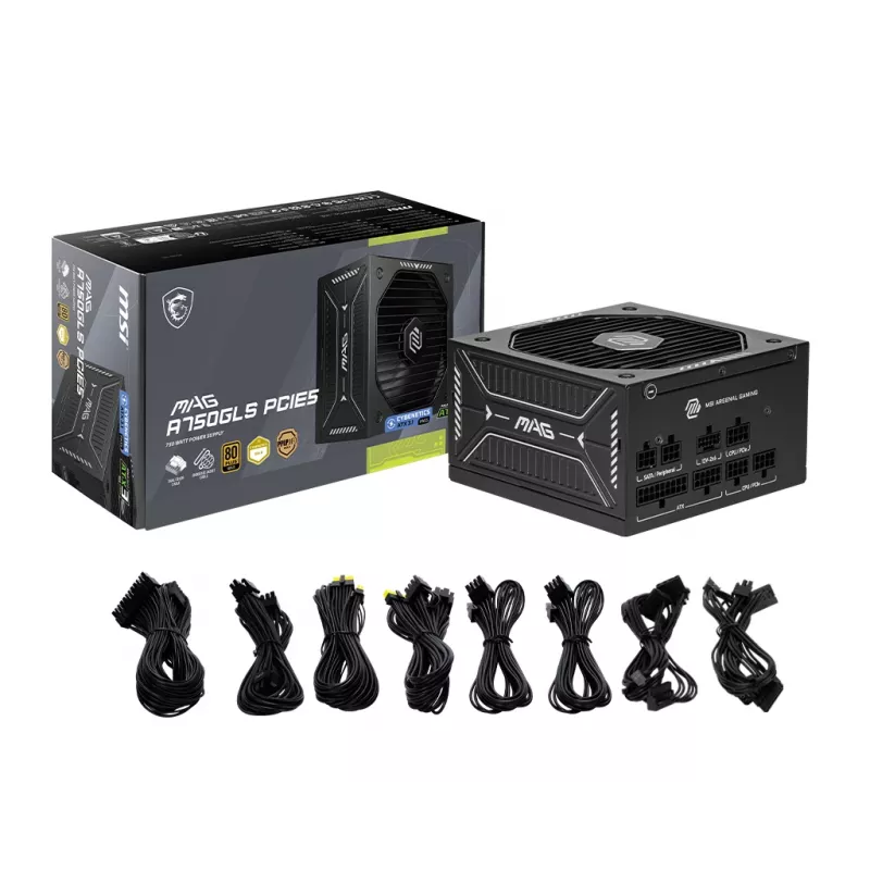 Maitinimo blokas MSI MAG A750GLS PCIE5 750W 24-pin ATX pilnai modulinis 80 PLUS Gold juodas