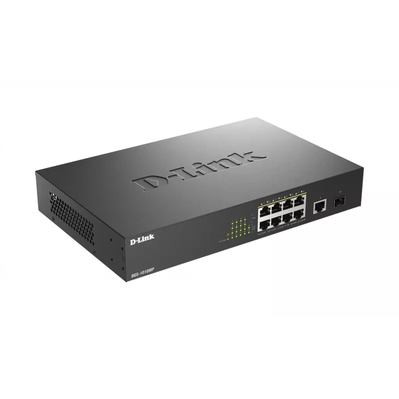 D-Link DGS-1010MP/E tinklo jungiklis Nevaldomas L2 Gigabit Ethernet (10/100/1000) Power over Ethernet (PoE) 1U Juoda
