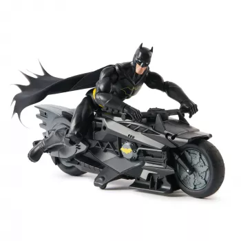 Nuotolinio valdymo Batcycle motociklas iš DC Shoes su 12 colių Betmeno figūrėle, juodas, reikia 8 baterijų, 4 metų ir vyresniems