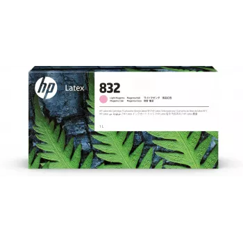 HP 832 1 litro šviesiai purpurinio latekso rašalo kasetė, HP Latex 700, 700 W, 800, 800 W spausdintuvams, terminė purškiamoji, purpurinė, Kinija, Jungtinės Amerikos Valstijos, Singapūras, 243 mm, 64 mm