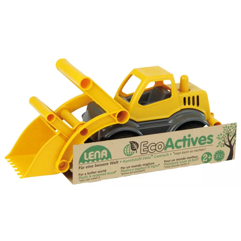 Lena EcoActives Žemės kasėjas, Traktorius, 2 m., Plastikas, Mediena, Juoda, Pilka, Geltona