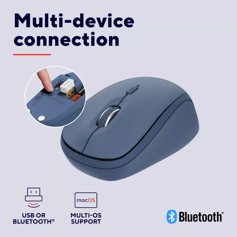 Trust Yvi+ pelė universali abiem rankoms tinkama RF belaidė + Bluetooth optinė 1600 DPI