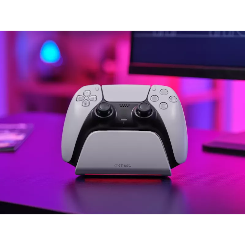 Įkrovimo stotelė TRUST GXT255W, skirta PS5 dvigubam įkrovimui, balta
