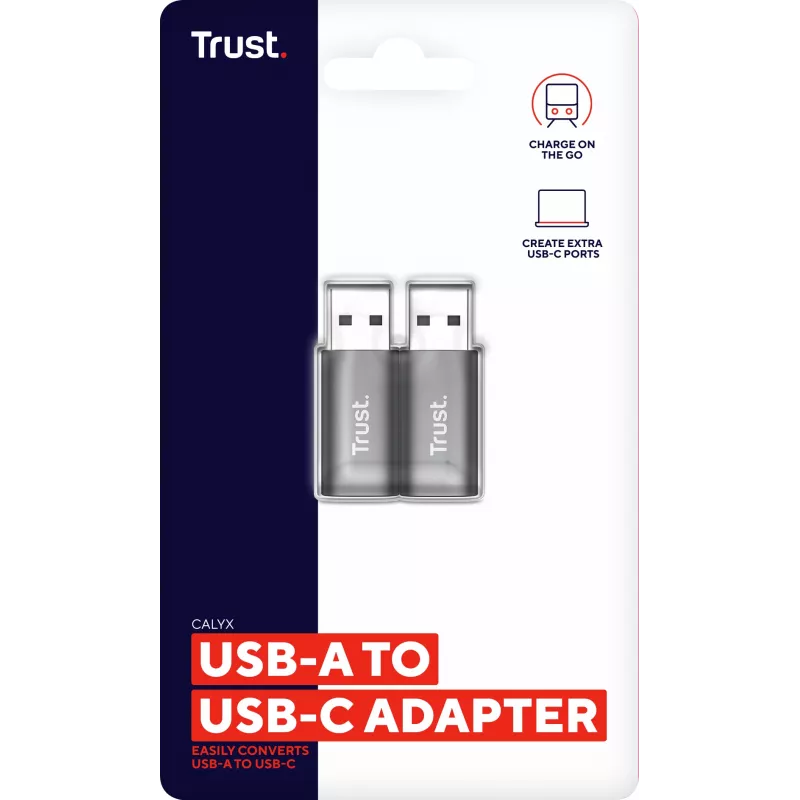 Trust Calyx USB Type-C USB Type-A pilka jungtis 1 USB Type-C jungtis 2 USB Type-A