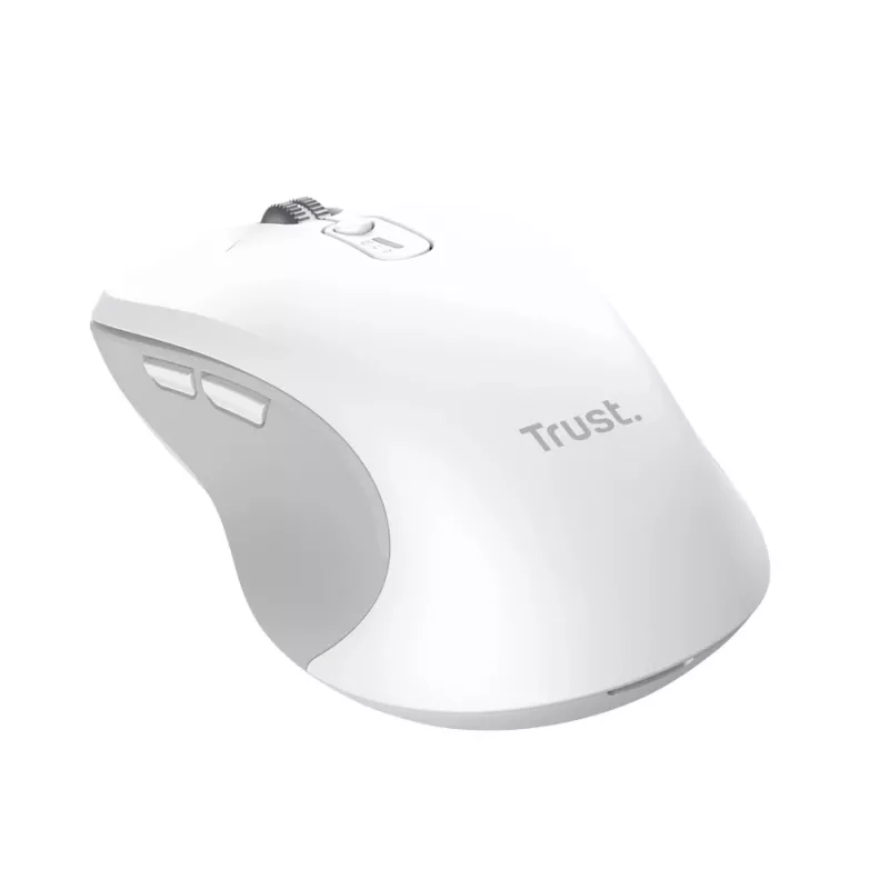 Belaidė abiem rankoms tinkama pelė TRUST 25674 — Bluetooth, 3200 DPI, 9 mygtukai, balta