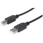 Manhattan USB-A į USB-B laidas, 3 m, kištukas–kištukas, 480 Mbps (USB 2.0), Hi-Speed USB, juodas, garantija visam naudojimo laikui, atitinka USB2HAB3M.