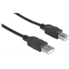 Manhattan USB-A į USB-B laidas, 3 m, kištukas–kištukas, 480 Mbps (USB 2.0), Hi-Speed USB, juodas, garantija visam naudojimo laikui, atitinka USB2HAB3M.