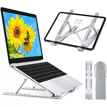 Nešiojamojo kompiuterio stovas Techly ICA-TBL 134TY sidabrinis aliuminis aukštis 55-155 mm