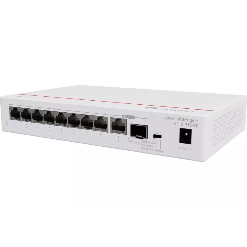 Huawei CloudEngine S110-8T2ST komutatorius su 8 prievadais ir PoE 56V, pilkas