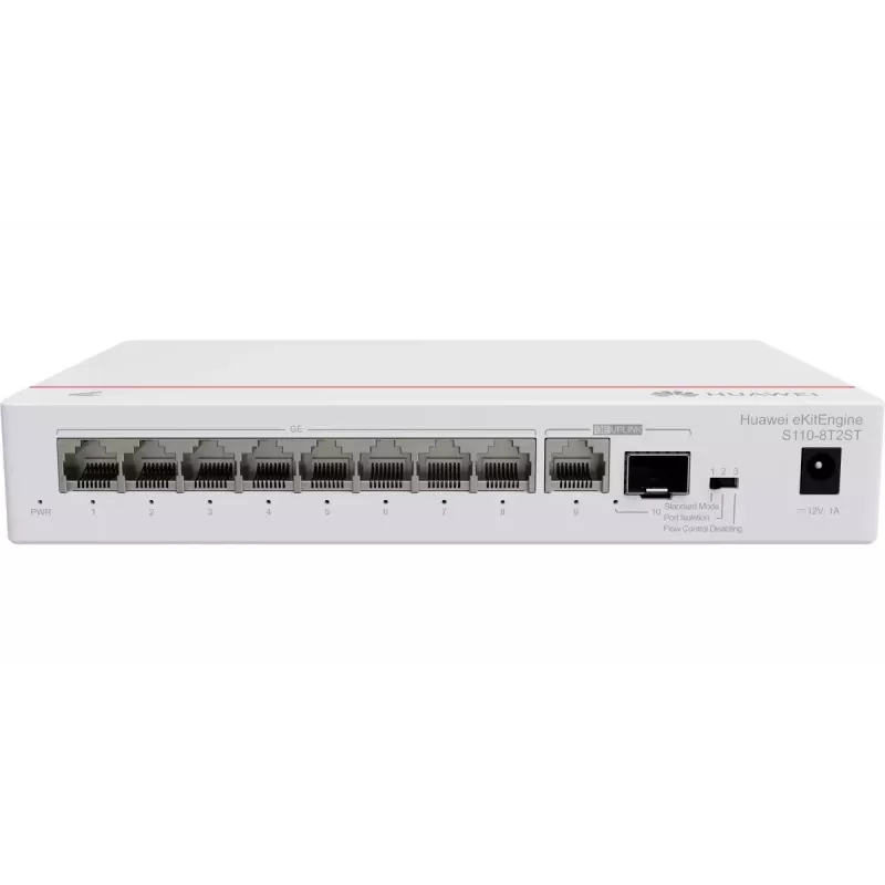 Huawei CloudEngine S110-8T2ST komutatorius su 8 prievadais ir PoE 56V, pilkas