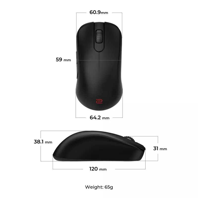 Žaidimų pelė BenQ ZOWIE S2-DW dešiniarankiams RF belaidė 3200 DPI