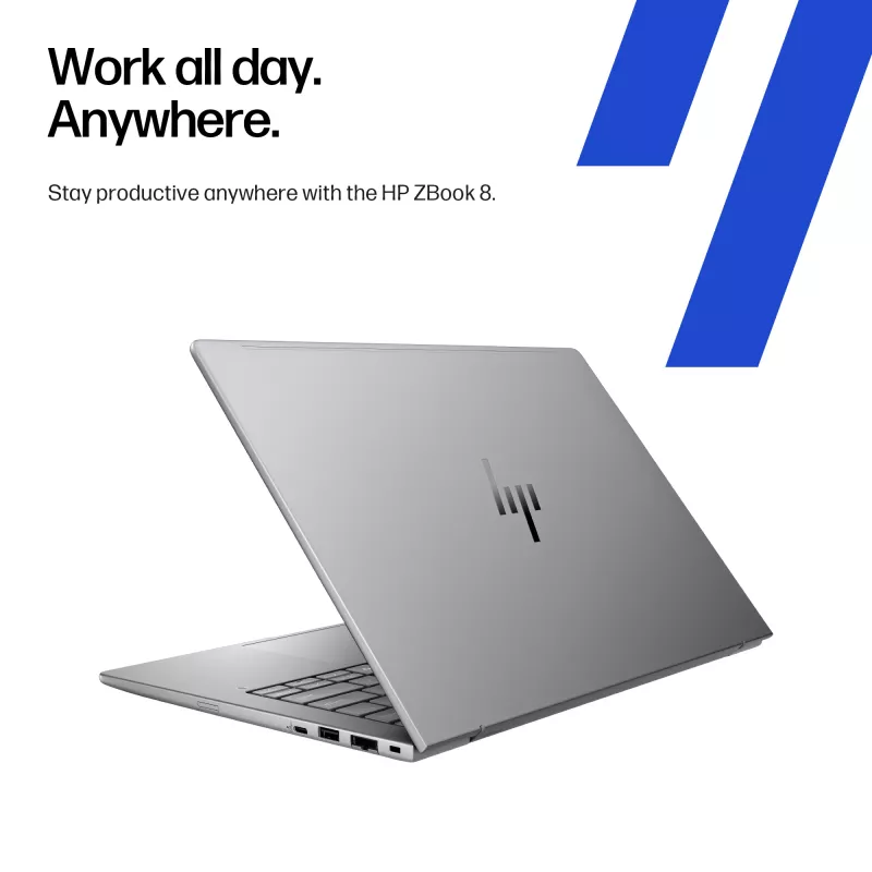HP ZBook 8 G1ak Copilot+ PC AMD Ryzen AI 7 PRO 35,6 cm (14 colių) WUXGA 32 GB DDR5-SDRAM Wi-Fi 7 (802.11be) Windows 11 Pro AI darbo stotis, AI kompiuteris