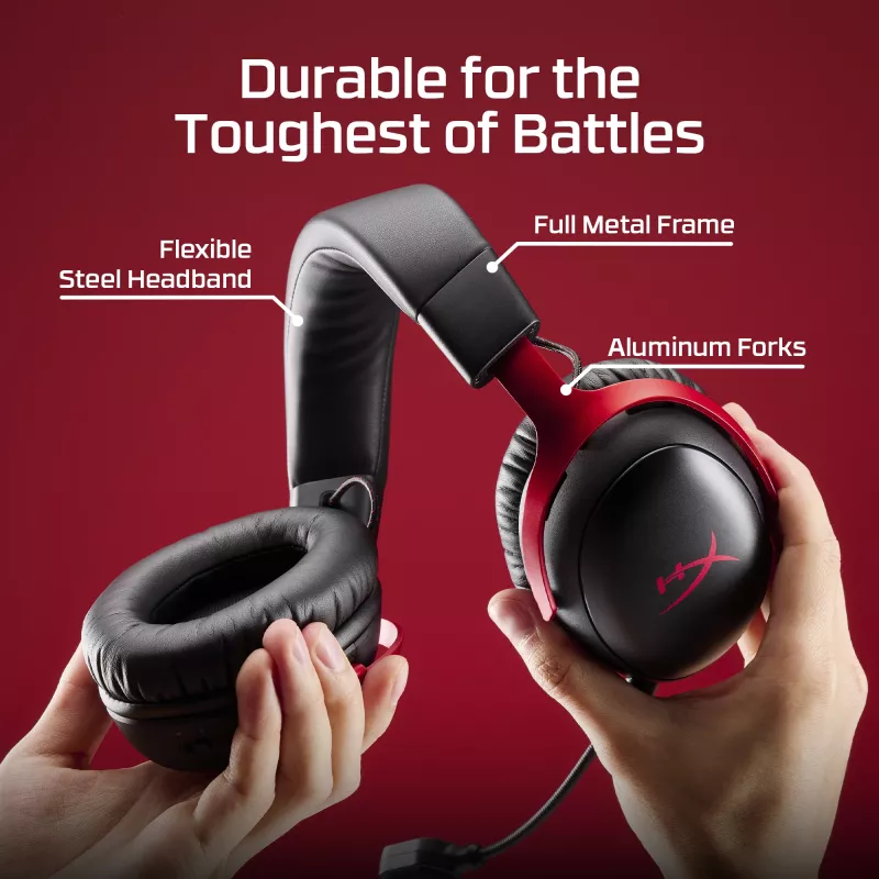 HyperX Cloud III S Wireless - žaidimų ausinės (juoda-raudona), Raudona, Kinija, Circumaural, Uždara, 115 mm, 210 mm