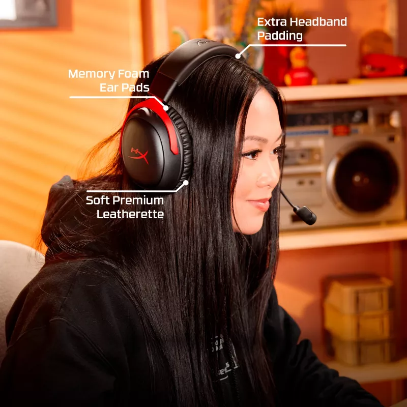 HyperX Cloud III S Wireless - žaidimų ausinės (juoda-raudona), Raudona, Kinija, Circumaural, Uždara, 115 mm, 210 mm