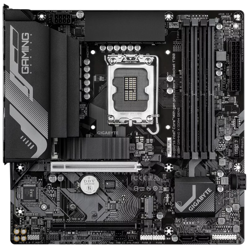 Motininė plokštė GIGABYTE B760M GAMING X DDR4 GEN5, Micro ATX, LGA1700, B760, 4x DIMM iki 128 GB, 2x PCIe 4.0 M.2, 2.5GbE