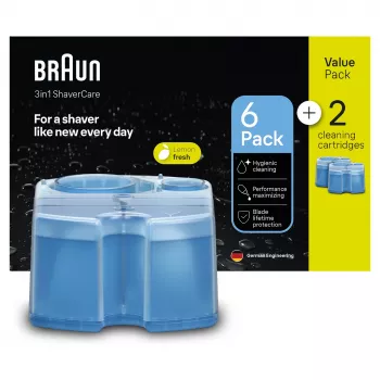 Valymo kasetė BRAUN 3in1 ShaveCare kasetė 8 vnt. (Mėlyna) Braun elektriniams skustuvams