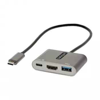 StarTech.com USB C kelių prievadų adapteris, USB-C į HDMI 4K vaizdo, 100W PD perdavimas, USB 3.0 šakotuvas 5Gbps (1xType-C/1xA), USB-C mini dokas, USB-C kelioninis dokas, nešiojamas nešiojamojo kompiuterio dokavimo stotelė