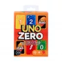 Kortų žaidimas MATTEL UNO Zero — atsikratymo tipo kortų žaidimas, amžius 7+, rinkinį sudaro kaladė ir rezultatų lapas