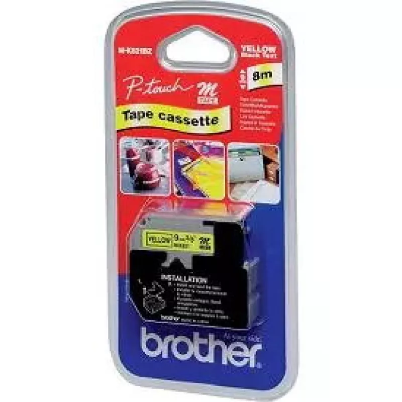 Brother M-K621BZ juostelė etiketėms, juoda ant geltono