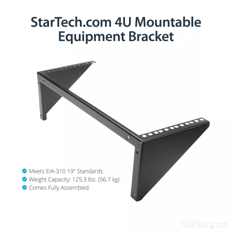 StarTech.com 4U 19 colių plieninis vertikalus sieninis montavimo laikiklis įrangos stovui
