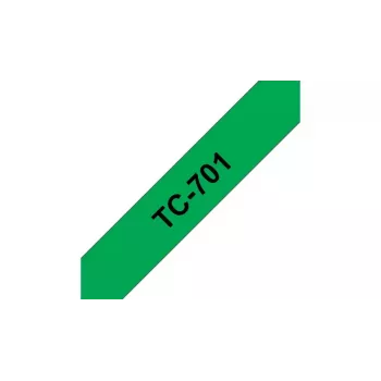 žymėjimo juosta Brother TC701 12 mm juoda ant žalios