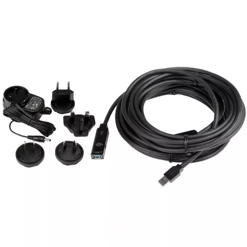 StarTech.com 10 m USB 3.0 aktyvus ilginamasis kabelis, USB-A į USB-A, 10 m, USB 3.2 Gen 1 (3.1 Gen 1), 5 Gbit/s, juodas