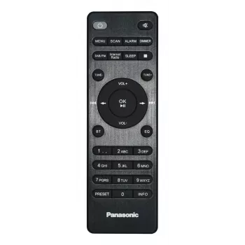 Nešiojamasis radijas Panasonic RF-D40EG-K — skaitmeninis imtuvas, FM 87,5–108 MHz, 6 W RMS, LCD 2,4 col., Wi‑Fi/Wi‑Fi 4, išorinė antena, juodas