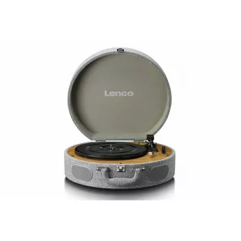 Patefono lagaminas Lenco LS66GY su įmontuotais garsiakalbiais, nešiojamas vinilinių plokštelių grotuvas, integruotas stiprintuvas