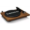 Patefonas Lenco LS-480WD su integruotu stiprintuvu, Bluetooth, diržine pavara, 33/45 RPM, 2×30W RMS, mediniais garsiakalbiais