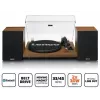 Patefonas Lenco LS-480WD su integruotu stiprintuvu, Bluetooth, diržine pavara, 33/45 RPM, 2×30W RMS, mediniais garsiakalbiais