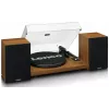 Patefonas Lenco LS-480WD su integruotu stiprintuvu, Bluetooth, diržine pavara, 33/45 RPM, 2×30W RMS, mediniais garsiakalbiais