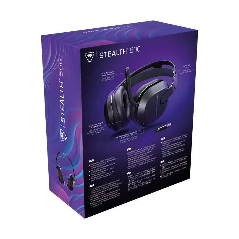 Turtle Beach Stealth 500 Juoda PC belaidės žaidimų ausinės su iki 40 val. baterija ir Bluetooth, skirtos PC, PS5, PS4 ir mobiliesiems įrenginiams