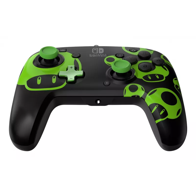 Žaidimų valdiklis PDP REMATCH Wired Controller 1-Up Glow in the Dark, skirtas Nintendo Switch, USB, 3 m laidas, D-pad, Pradžios mygtukas, Juoda/Žalia