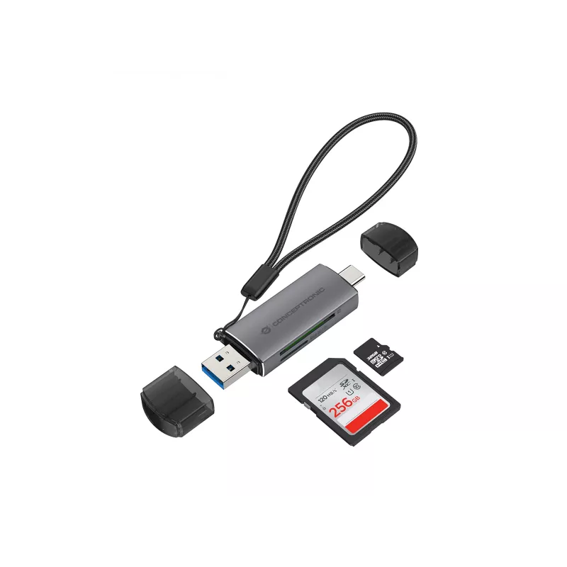 Conceptronic BIAN05G 2-in-1 USB 3.0 dvigubos jungties kortelių skaitytuvas, SD/MicroSD 3.0, UHS-I