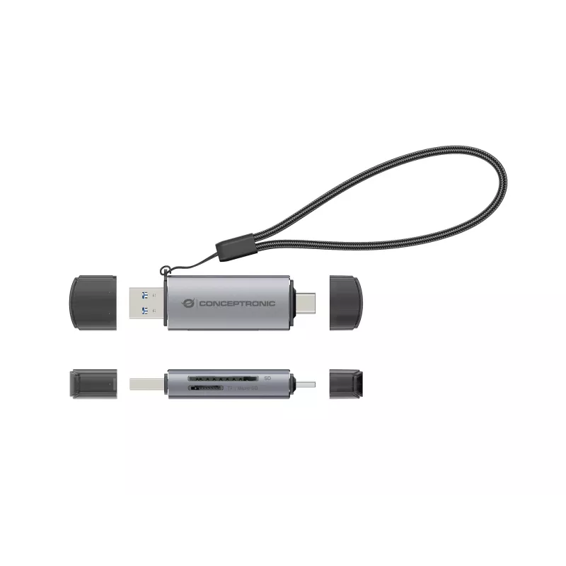 Conceptronic BIAN05G 2-in-1 USB 3.0 dvigubos jungties kortelių skaitytuvas, SD/MicroSD 3.0, UHS-I