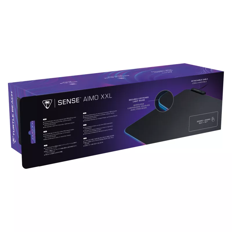 Turtle Beach Sense AIMO XXL itin platus kompiuterinis žaidimų pelės kilimėlis su RGB apšvietimu