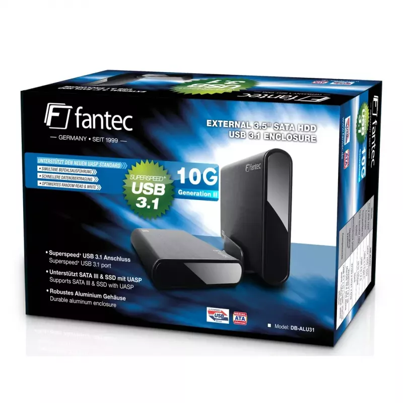 HDD korpusas Fantec DB-ALU31 juodas 3,5 col.