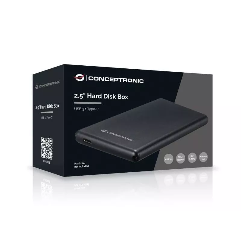 HDD korpusas Conceptronic 2.5 col. standžiojo disko dėžutė USB 3.1 Type-C