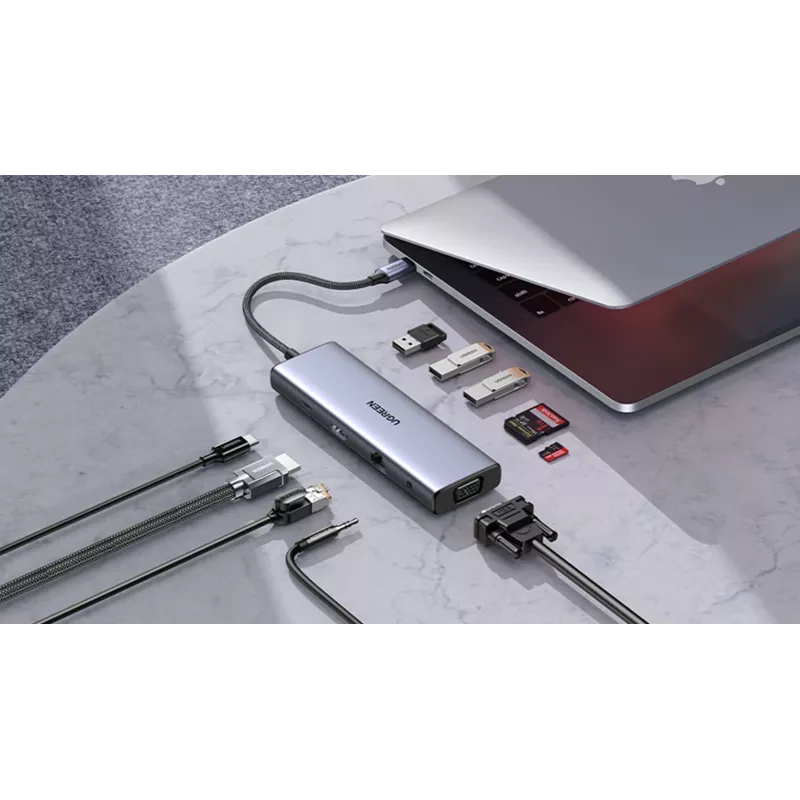 Ugreen Revodok 10-in-1 USB-C šakotuvas UGREEN 15601 10 prievadų 4K HDMI
