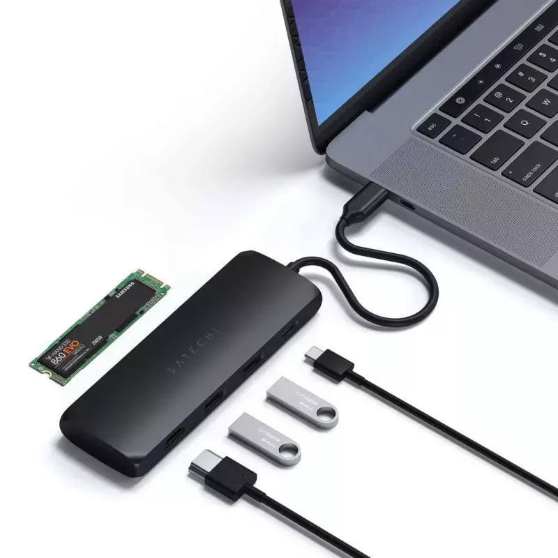 Nešiojamųjų kompiuterių dokas Satechi ST-UCHSEK laidinis USB 3.2 Gen 2 Type-A juodas