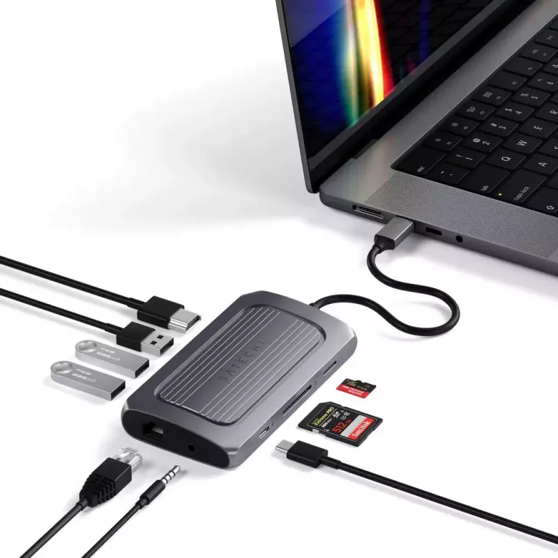 Laptop Dock Satechi ST-U4MA3M USB Type-C Pilka 100W Power Delivery