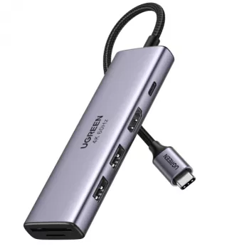 Ugreen 6-in-1 USB-C Hub USB Type-C Sidabrinė