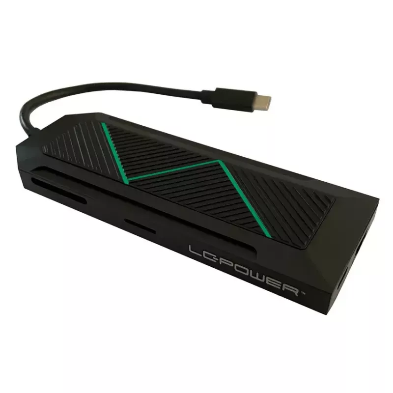 USB šakotuvas LC-Power LC-HUB-C-MULTI-6-RGB Type-C 5000 Mbit/s juoda