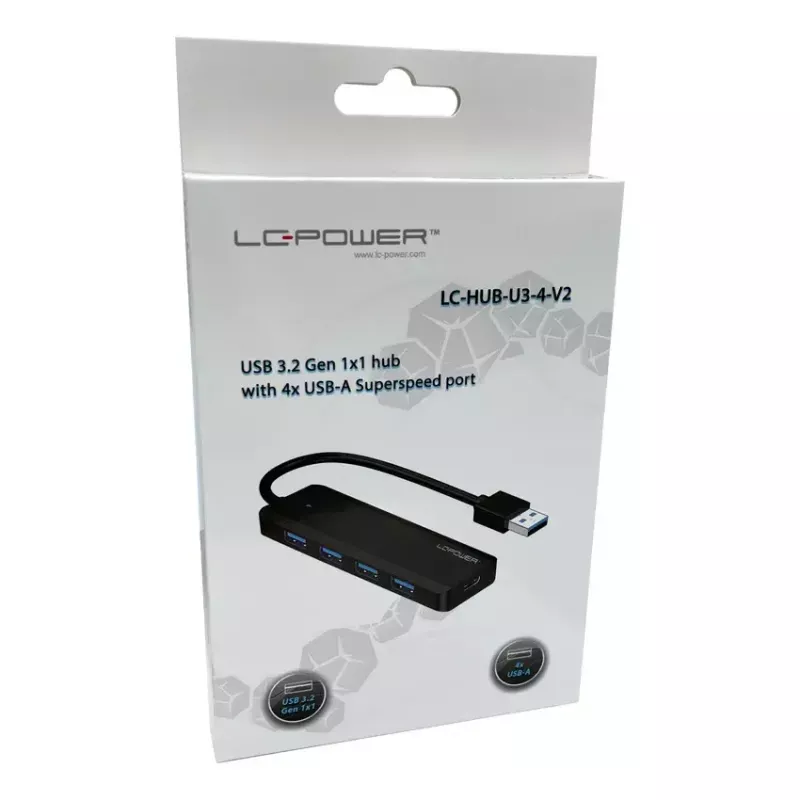 USB šakotuvas LC-Power LC-HUB-U3-4-V2 USB 3.2 Gen 1 Type-A Type-C 5 Mbit/s juodas
