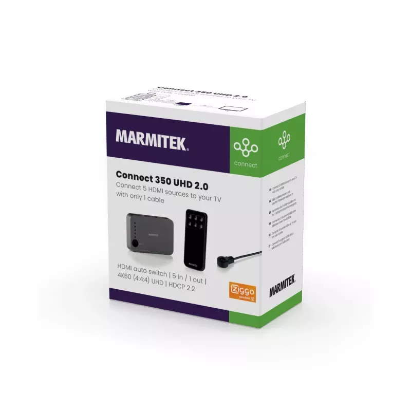 Marmitek Connect 350 UHD 2.0 – HDMI jungiklis 4K 60Hz – 5 įėjimai / 1 išėjimas