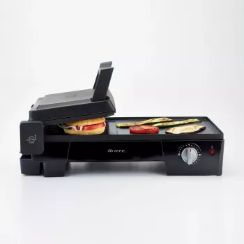 Ariete 1916 Multi Grill 3 in 1 - Elektrinis grilis, kepsninė, lygi ir briaunota plokštė - 180° atidarymas - Reguliuojamas termostatas - 2400 W - Juoda