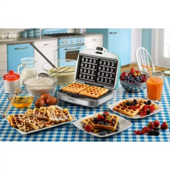 Ariete Waffle Maker, 700 W, Non-Stick Plates, Blue, Light Blue, 700 W, 700 W, 700 W, 210 mm, 250 mm
